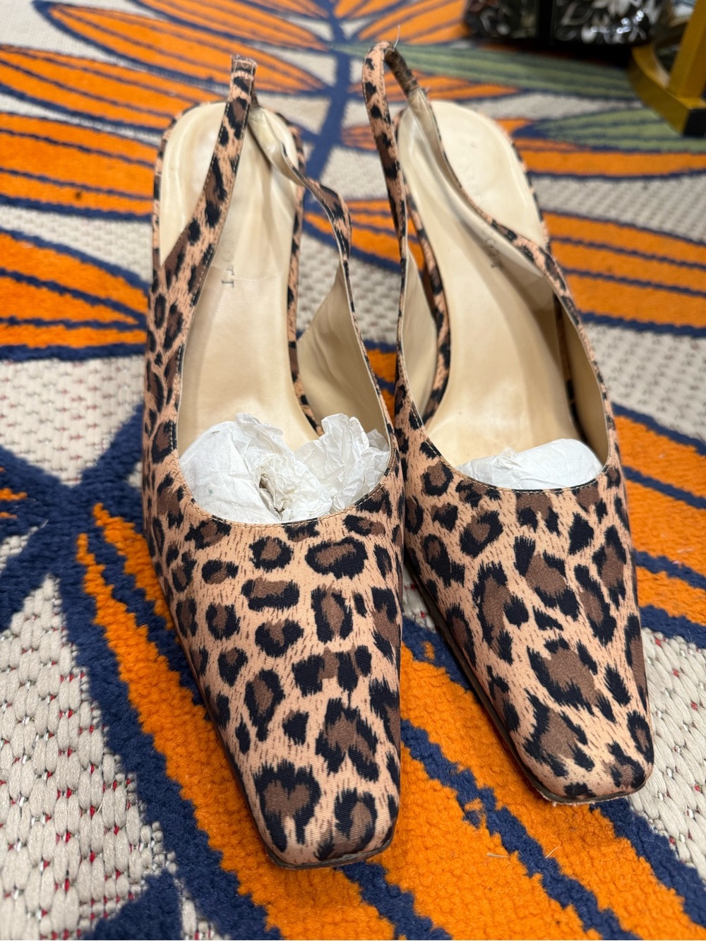 Karen Scott Leopard Print Slingback Mules in Brown and Black
